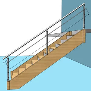 installation des lisses inox de garde corps escalier